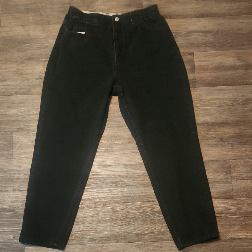 Vintage Denim Riders - Black Denim Jeans With Stretch Waist - Size 12 Petite
